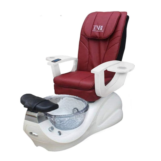 Pedicure Chair - Red (Clear Round Bowl)